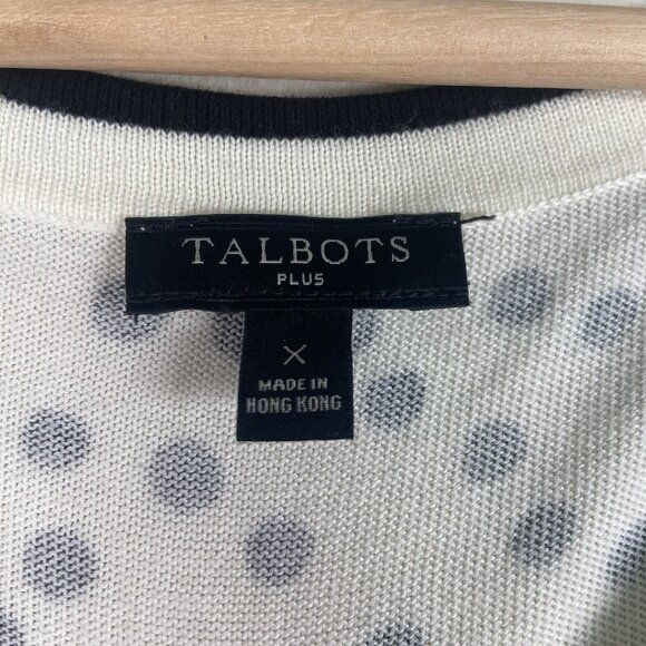 Talbots Sweater Tank White Black Polka Dot Cotton Blend Preppy Minimalist Size X - Picture 4 of 7